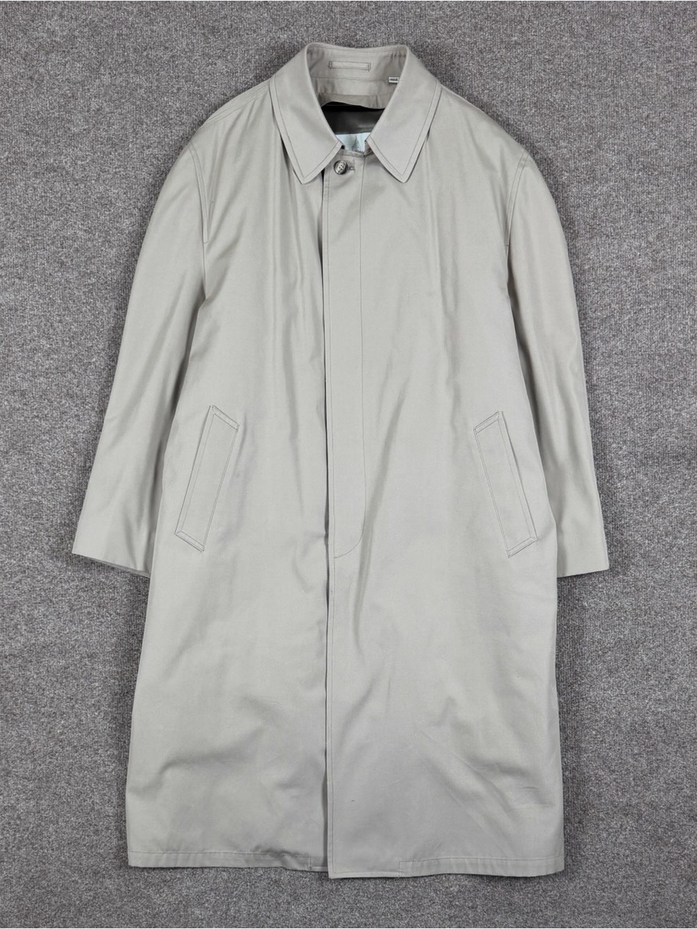London‎ Fog Tan Trench Coat Men’s Size 46 Removable Lining Hidden Button Closure